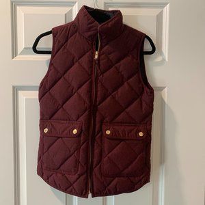 J. Crew Quilted Vest - Burgundy